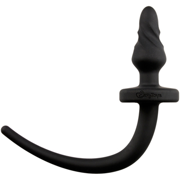 Easytoys Dog Tail Plug Twirly Small, черная, Анальная пробка с хвостом маленькая