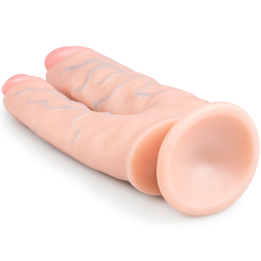 Easytoys Double Dong 25 cm, телесный - Двойной реалистичный фаллоимитатор на присоске - купить в секс шопе
