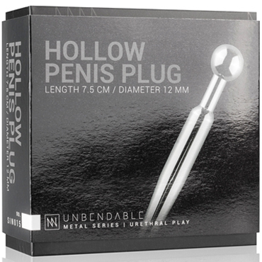 Sinner Hollow Metal Penis Plug, серебристый, Короткий уретральный стимулятор со сквозным отверстием и другие товары EDC Collections с фото