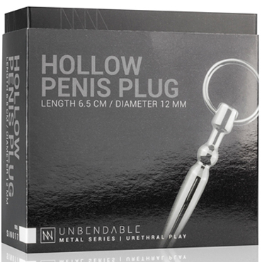 Sinner Hollow Penis Plug with Ring, серебристый — фото 4