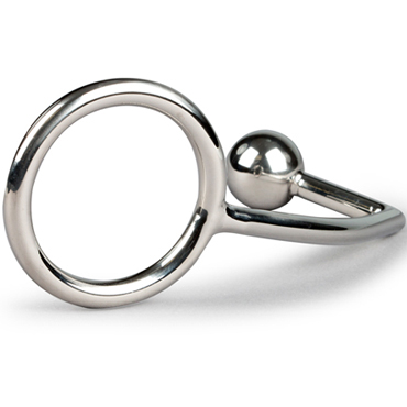 Sinner Metal Cock Ring With Anal Plug Size S, серебристое - Эрекционное кольцо с анальной пробкой - купить в секс шопе