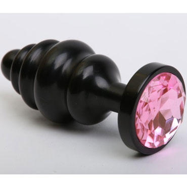 4sexdream Анальная ювелирка Фигурная M, черный/розовый, С ярким кристаллом