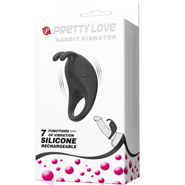 Baile Pretty Love Rabbit Vibrator, черное, Эрекционное кольцо с вибрирующим кроликом