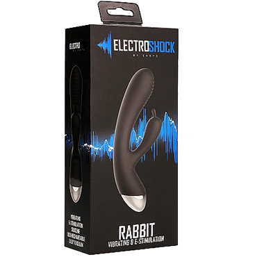 Shots Electroshock E-Stimulation Rabbit Vibrator, черный - Вибратор с клиторальным отростком и электростимуляцией - купить в секс шопе
