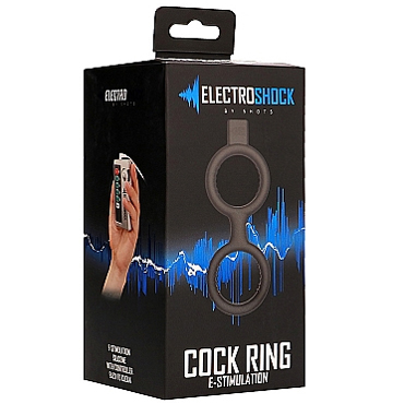 Shots Electroshock E-Stimulation Cock Ring with Ballstrap, черное - Виброкольцо с электростимуляцией - купить в секс шопе