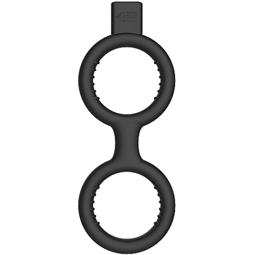 Shots Electroshock E-Stimulation Cock Ring with Ballstrap, черное, Виброкольцо с электростимуляцией