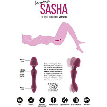 Shots Jil Sasha, Розовый - Двухсторонний вибратор с мощной вибрацией - купить в секс шопе