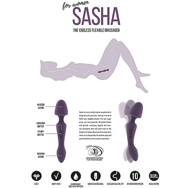 Shots Jil Sasha, фиолетовый - Двухсторонний вибратор с мощной вибрацией - купить в секс шопе