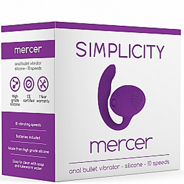 Shots Simplicity Mercer Anal Bullet Vibrator, фиолетовый - Анальный вибростимулятор с мягкими пупырышками - купить в секс шопе