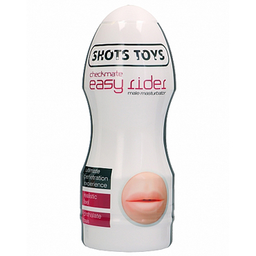 Shots Toys Easy Rider Checkmate Male Masturbator Mouth, телесный, Мастурбатор в колбе с любовным отверстием в форме рта