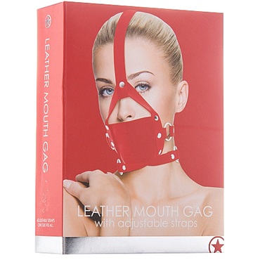 Ouch! Leather Mouth Gag, красная — фото 2