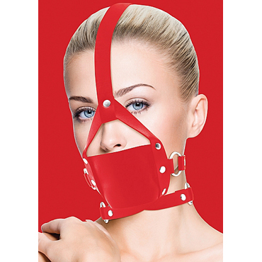Ouch! Leather Mouth Gag, красная — фото 1