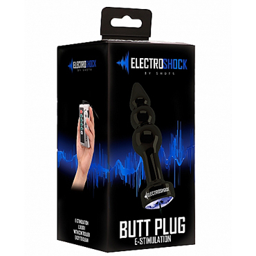 Shots Ribbed Butt Plug, тёмно-серый - Анальная втулка с кристаллом, для электростимуляции - купить в секс шопе