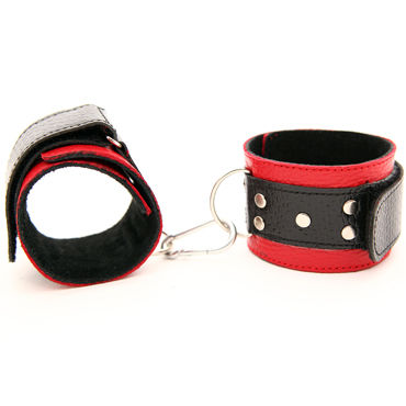 BDSM Арсенал наручники, черно-красные, С металлической фурнитурой