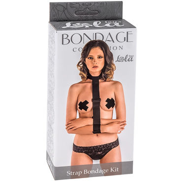 Lola Toys Strap Bondage Kit Plus Size, черный, Ошейник с наручниками увеличенного размера
