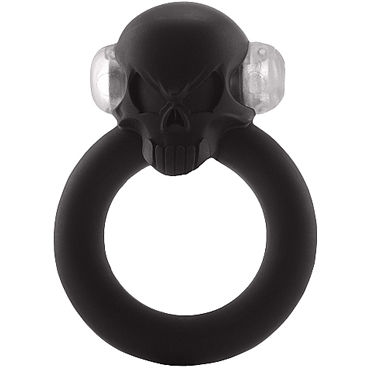 Shots S-Line Shadow Skull Cockring, черное, Виброкольцо украшенное черепом