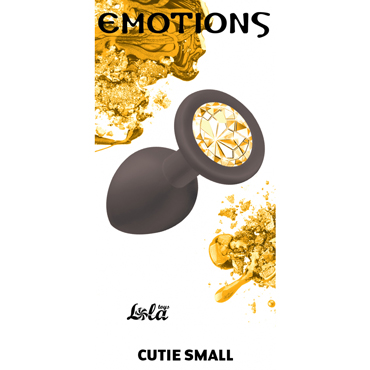 Lola Toys Emotions Cutie Small, черная - Анальная пробка с золотым кристаллом - купить в секс шопе