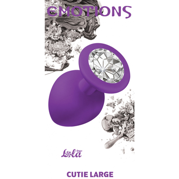 Lola Toys Emotions Cutie Large, фиолетовая - Анальная пробка с прозрачным кристаллом - купить в секс шопе