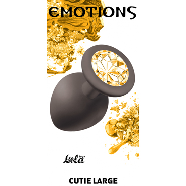 Lola Toys Emotions Cutie Large, черная - Анальная пробка с золотым кристаллом - купить в секс шопе