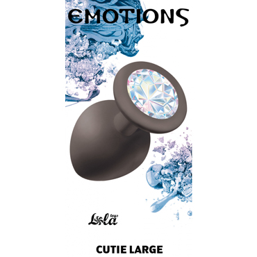 Lola Toys Emotions Cutie Large, черная - Анальная пробка с кристаллом цвета Лунный камень - купить в секс шопе