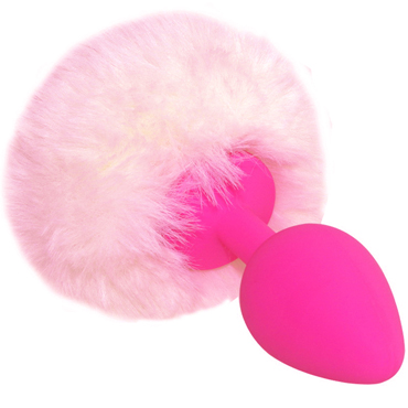 4sexdream Пробка силиконовая Задорный Кролик, розовый, С пушистым хвостиком