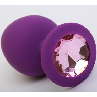 4sexdream Пробка силиконовая, фиолетовый/розовый, С ярким кристаллом