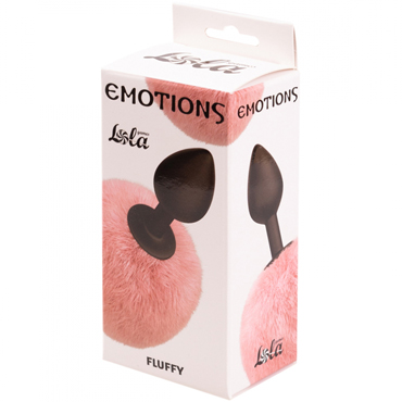 Lola Games Emotions Fluffy,  черный/розовый - Анальная пробка с кроличьим хвостом - купить в секс шопе