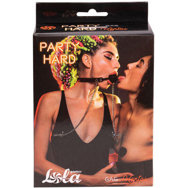 Lola Games Party Hard Hentai, черный, Силиконовый кляп с зажимами для сосков и другие товары Lola Games с фото