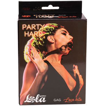 Lola Games Party Hard Love Bite, черно-красный, Кляп с отверстиями и глянцевым ремешком и другие товары Lola Games с фото