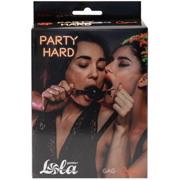 Lola Games Party Hard Crave, черный - Кляп без отверстий с кольцами - купить в секс шопе