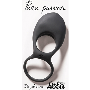 Lola Games Pure Passion Daydream, черное, Эрекционное виброкольцо с петлей для мошонки