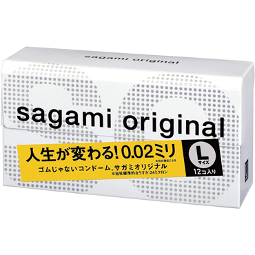 Sagami Original 002 Size L, 12 шт, Полиуретановые презервативы 0,02 мм увеличенного размера