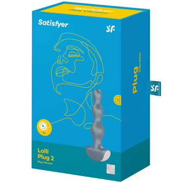 Satisfyer Lolli Plug 2, серо-голубая - Анальная пробка с двумя вибромоторами - купить в секс шопе