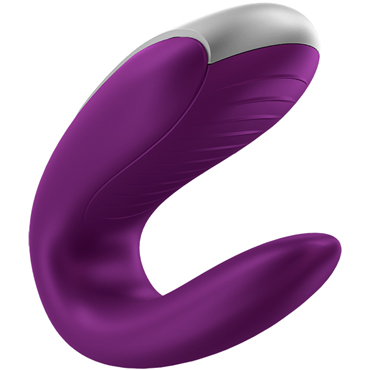 Satisfyer Double Fun, фиолетовый - Вибратор для пар с ДУ и управлением через приложение - купить в секс шопе