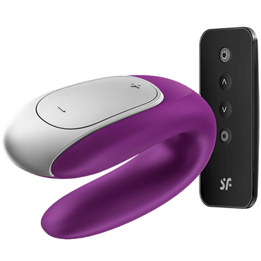 Satisfyer Double Fun, фиолетовый, Вибратор для пар с ДУ и управлением через приложение