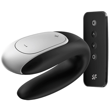 Satisfyer Double Fun, черный, Вибратор для пар с ДУ и управлением через приложение