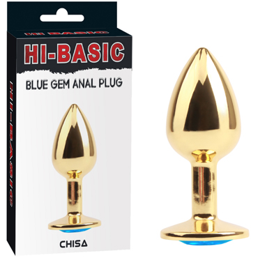 Chisa Hi-Basic Blue Gem Anal Plug, золотой/голубой, Анальная ювелирка классической формы