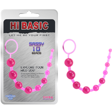 Chisa Hi-Basic Sassy Anal Beads, розовые, Анальная цепочка из 10 шариков
