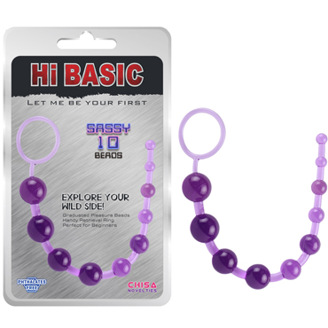 Chisa Hi-Basic Sassy Anal Beads, сиреневые, Анальная цепочка из 10 шариков