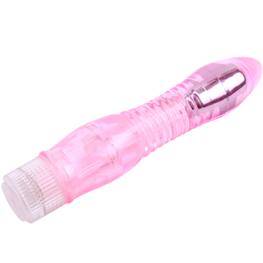Chisa Crystal Jelly Glitters Dual Probe, розовый - Вибратор с узким кончиком и рельефным стволом - купить в секс шопе