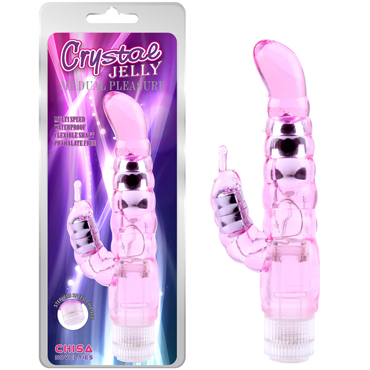 Chisa Crystal Jelly My Dual Pleasure, розовый, Вибратор с клиторальным отростком