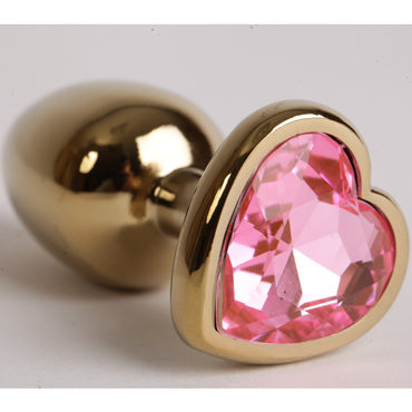 4sexdream Анальная ювелирка Сердце M, золотой/розовый — фото 1
