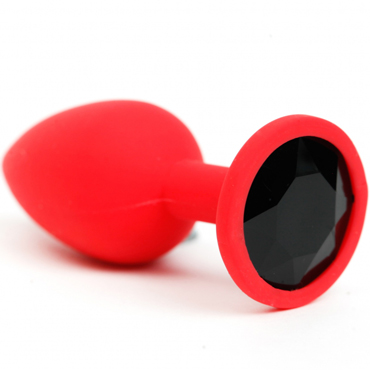 4sexdream Анальная ювелирка силиконовая S, красный/черный, С ярким стразом в основании