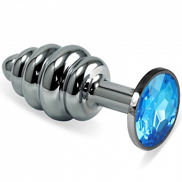 4sexdream Анальная ювелирка Фигурная L, серебристый/голубой