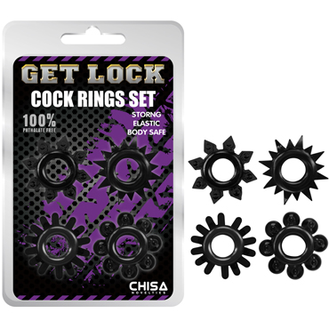 Chisa Get Lock Cock Rings Set, черный — фото 1