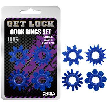 Chisa Get Lock Cock Rings Set, синий — фото 1