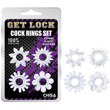 Chisa Get Lock Cock Rings Set, прозрачный — фото 1