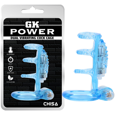 Chisa GK Power Dual Vibrating Cock Cage, синее — фото 1