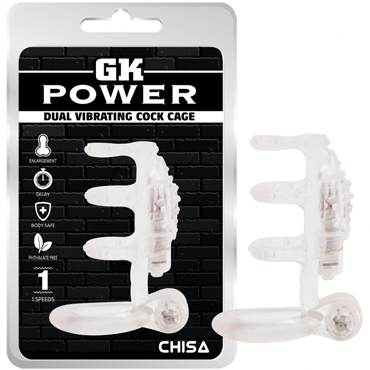 Chisa GK Power Dual Vibrating Cock Cage, прозрачное — фото 1