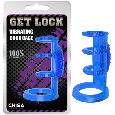 Chisa Get Lock Vibrating Cock Cage, синее — фото 1
